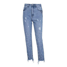 Load image into Gallery viewer, Pearl Tassels High Waist Jeans