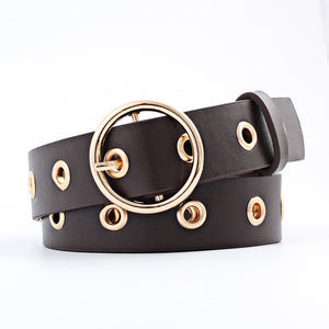 Round Metal Pin Buckle Circle Belt