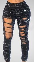 Load image into Gallery viewer, Mid-waist Hole Chain Jeans