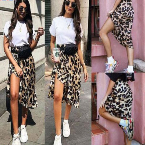 High Waist Leopard Skirt