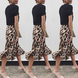 High Waist Leopard Skirt