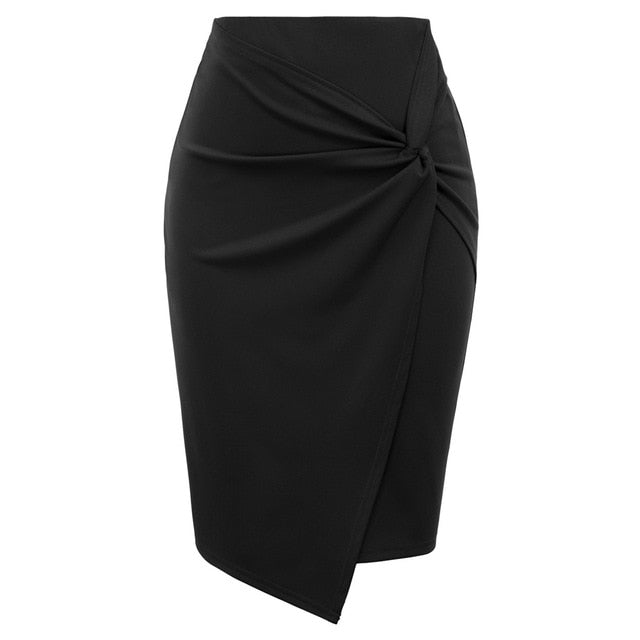 Asymmetrical Wrap Stretch Skirt