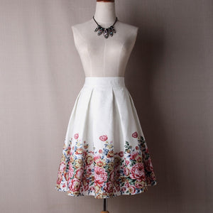 Flower Print Pleated Skirt