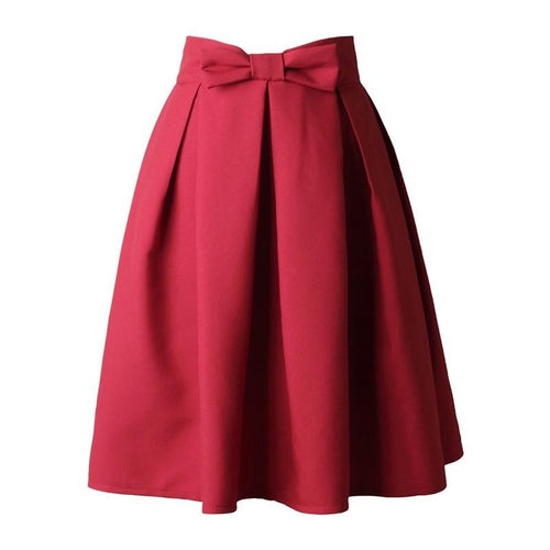 Casual Bow Pleated Skirt