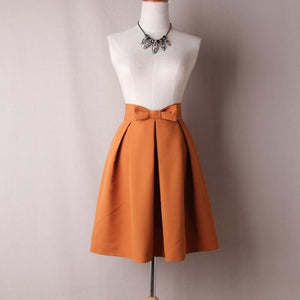 Casual Bow Pleated Skirt