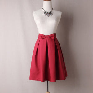 Casual Bow Pleated Skirt