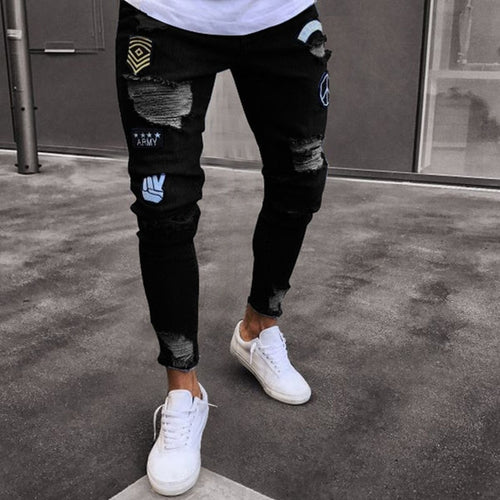 Hole Embroidered Jeans