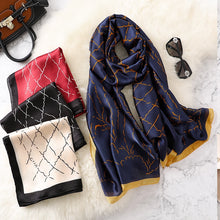 Load image into Gallery viewer, Plaid Silk Scarf For Women