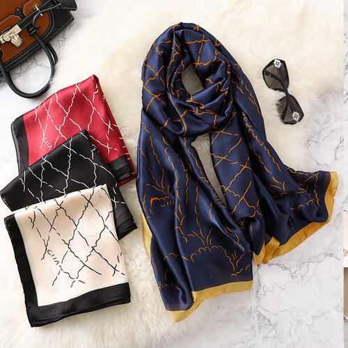 Plaid Silk Scarf For Women