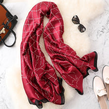 Load image into Gallery viewer, Plaid Silk Scarf For Women