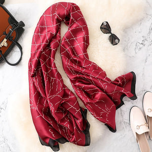 Plaid Silk Scarf For Women